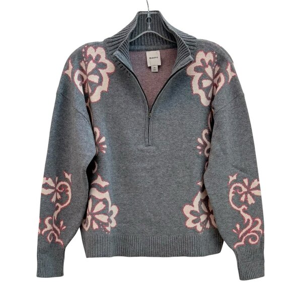 Anthropologie Montana Mock Neck Sweater Maeve Half Zip Up Grey Pink Womens XS - Picture 4 of 11